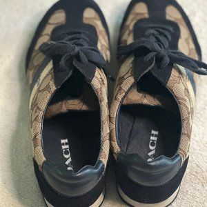 Tan and Black Coach Tennis Shoes